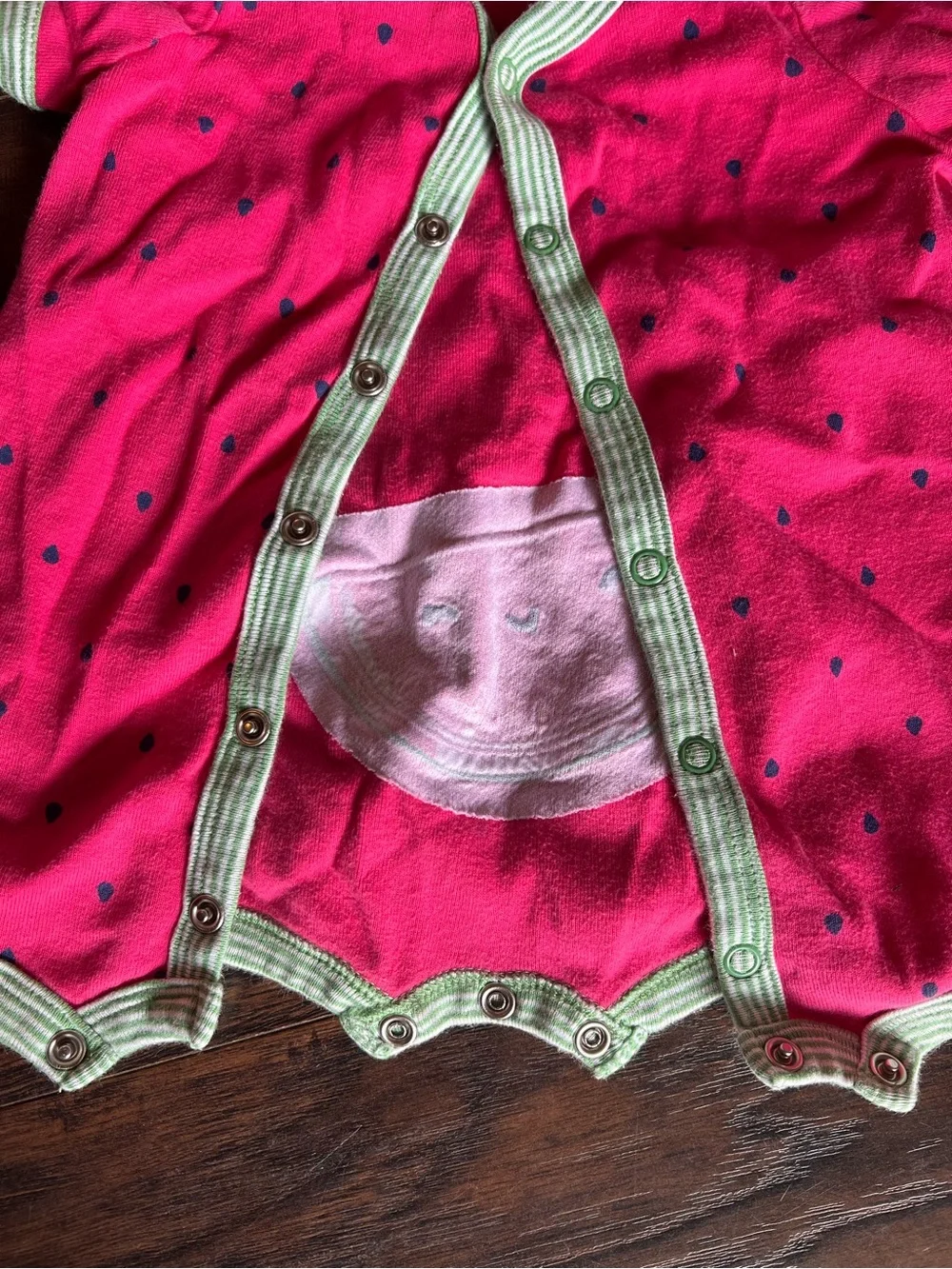 Carter's Bright Pink Short-Sleeve Snap Watermelon Romper with Green Trim